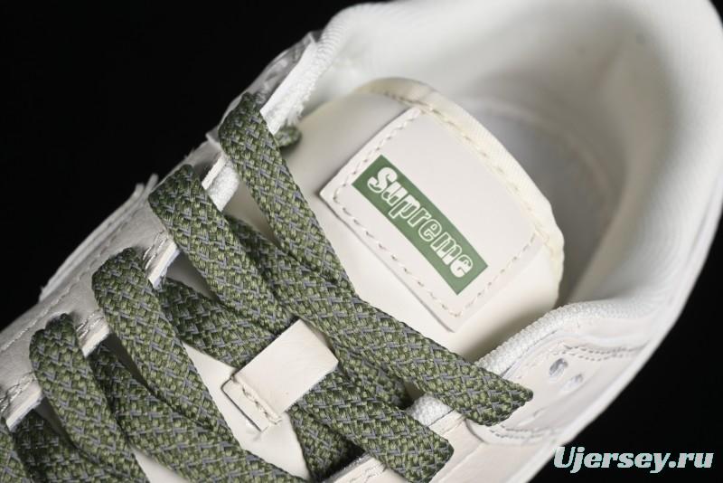 Nike SB Dunk Low Supreme Collaboration - Off-White Green Check Anniversary Customized Low-Top Casual Skate Shoes - DQ1098-391