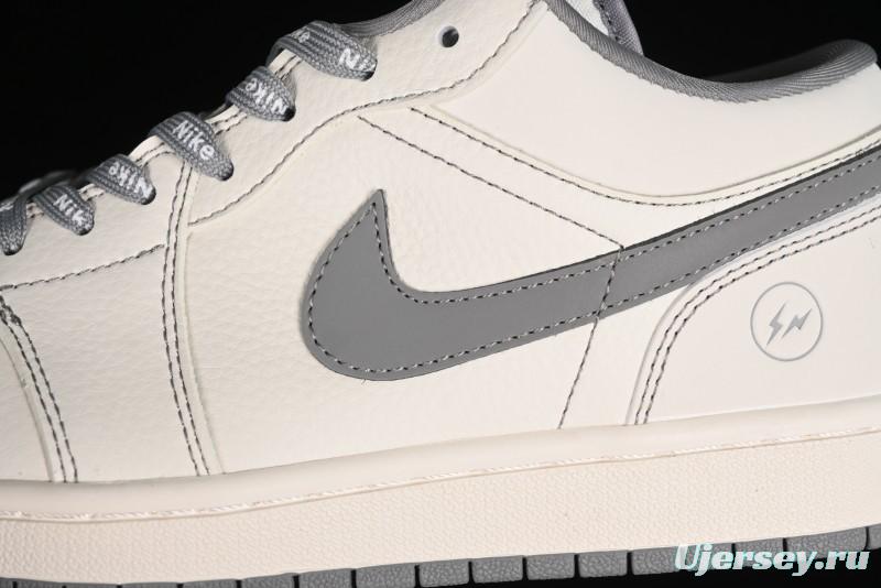 Nike Air Jordan 1 Low AJ1 Lightning Collaboration - Off White Grey Anniversary Custom Edition Low-Top Casual Sneakers - CF3688-020