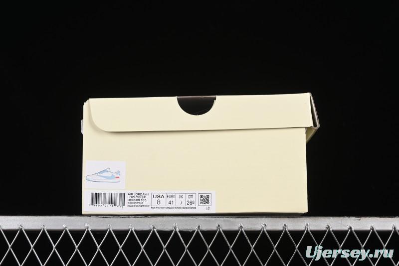 Nike Travis Scott x Fragment Design x Air Jordan 1 Low OG SP AJ1 Stone Island Collaboration - BB6588-105