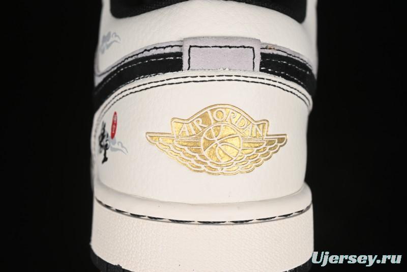 Nike Air Jordan 1 Low Retro Basketball Shoes Custom Black Myth Wukong Design - SJ9950-042