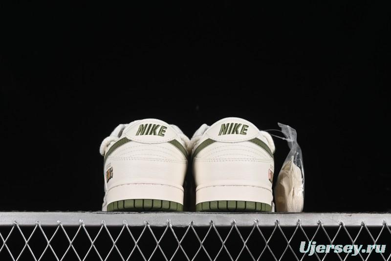 Nike SB Dunk Low Gucci Collaboration - Beige Green Floral Anniversary High-End Custom Low-Top Casual Skate Shoes - XX2025-918