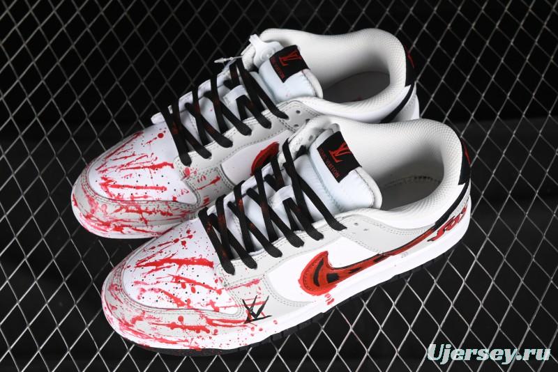 Nike SB Dunk Low Casual Skate Shoes - Anniversary Custom Edition in White/Grey/Black - LW1818-103