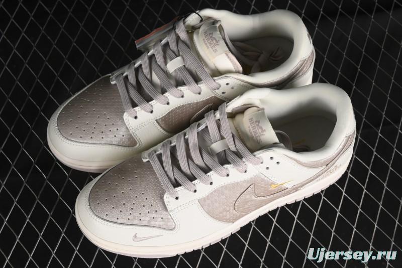 Nike SB Dunk Low Hermes Collaboration - Snake Print Brown Swoosh Low Top Casual Skate Shoes - XD6188-040