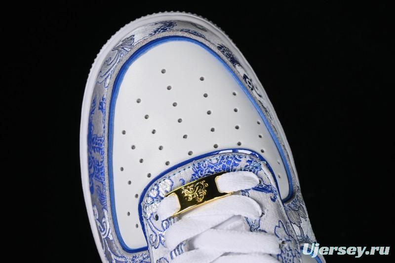 Nike Air Force 1 '07 Low DIY Blue and White Porcelain Dragon Embroidery Casual Sneakers - CW2288-201
