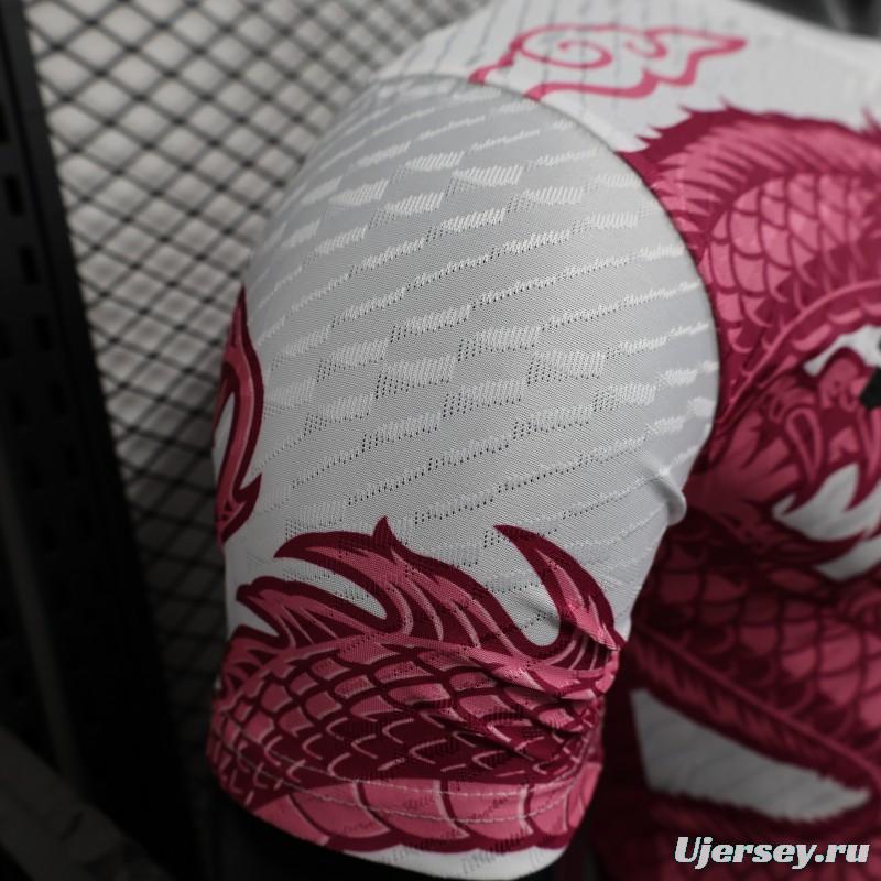 Player Version 2025 Japan National Team White with Pink Dragon Design Jersey