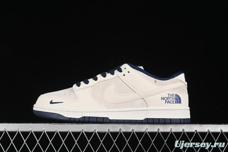 Nike SB Dunk Low The North Face Collaboration - Grey Pigskin White Swoosh Anniversary Custom Low-Top Casual Skate Shoes - KK1333-006