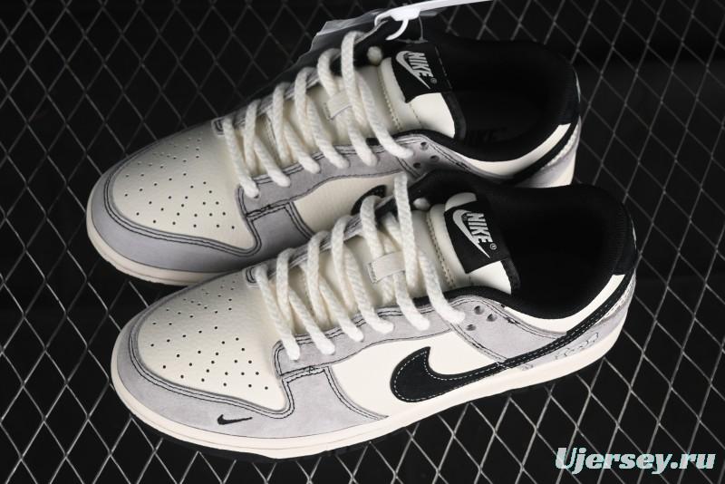 Nike SB Dunk Low KAWS Series - Grey White Black Swoosh Anniversary High-End Custom Low-Top Casual Skate Shoes - MM1089-015