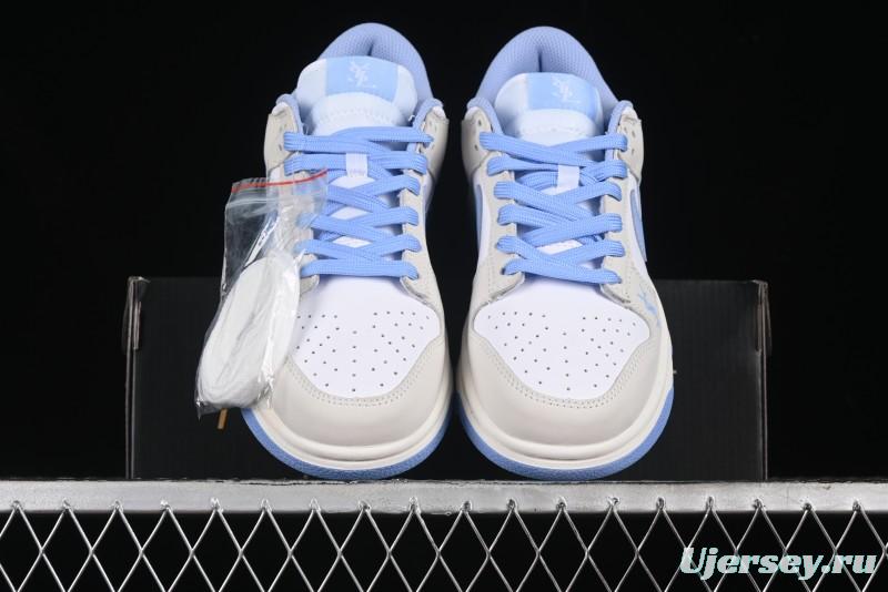 Nike SB Dunk Low Saint Laurent Series - White Grey Blue Swoosh Anniversary High-End Custom Low-Top Casual Sneakers - GF2409-168
