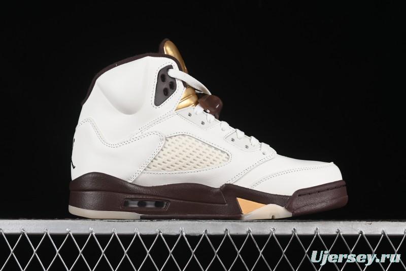 Nike Air Jordan 5 Retro Basketball Shoes in White/Tan - DD9336-200