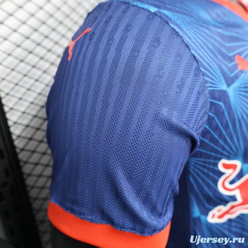 Player Version 25/26 RB Bragantino Blue with Geometric Pattern and Red Bull Logo Jersey