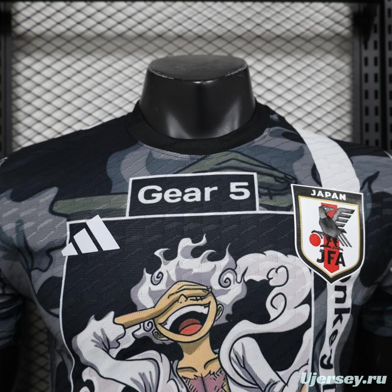 Player Version 2025 Japan National Team Black with One Piece Gear 5 Luffy Design Jersey