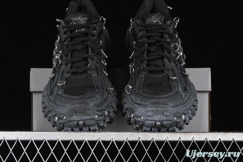 Balenciaga Defender Rubber Platform Sneakers Low-Top Combat Outdoor Shoes with Studded Design and Exaggerated Tire Tread Sole - W2RAG1081