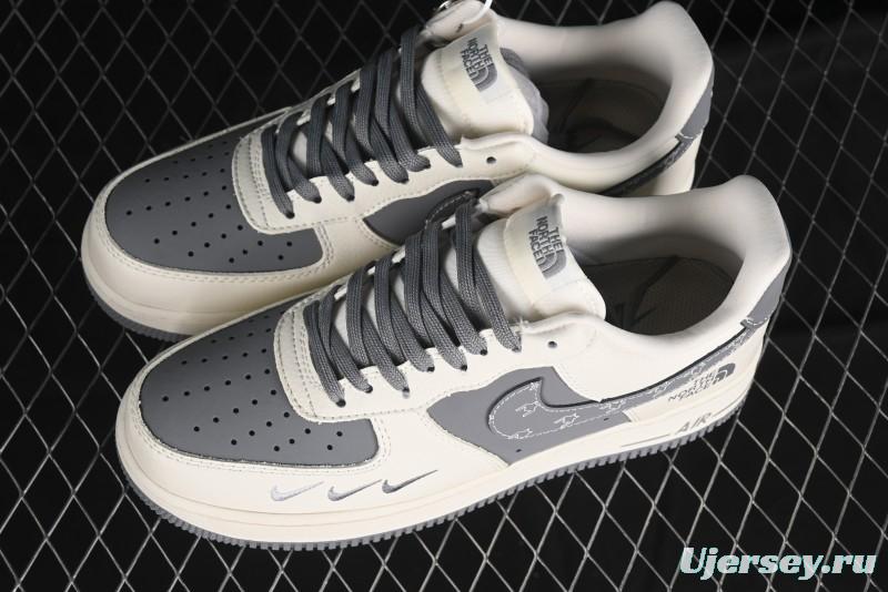 Nike Air Force 1 '07 Low The North Face Bear Collaboration - Beige Grey Swoosh Low-Top Casual Sneakers - KK1988-011