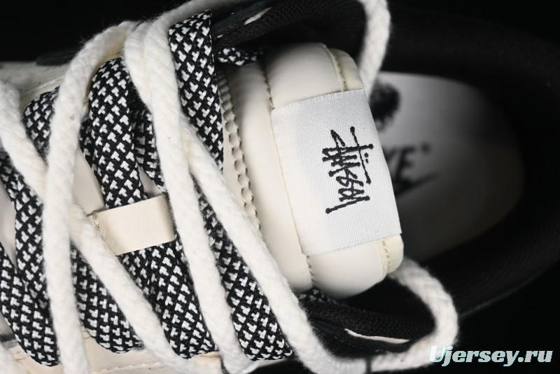 Nike SB Dunk Low Stussy Collaboration - White Embroidery Black Swoosh Anniversary Custom Low-Top Casual Sneakers - SJ2068-311