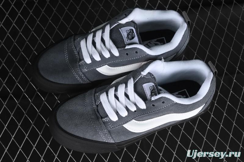 Vans Knu Skool Dark Grey Black Sole Versatile Casual Slip-Resistant Cushioned Platform Sneakers - VN000D22PWT