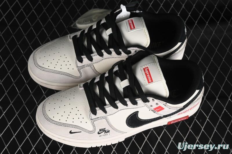 Nike SB Dunk Low SUP Collaboration - Gray White Black Swoosh Anniversary High-End Custom Low-Top Casual Skate Shoes - MM1089-019