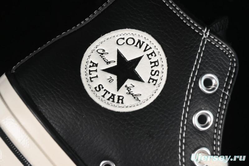 Converse Chuck 70s High Top Canvas Sneakers with Fur Lining in Black & White - A13863C