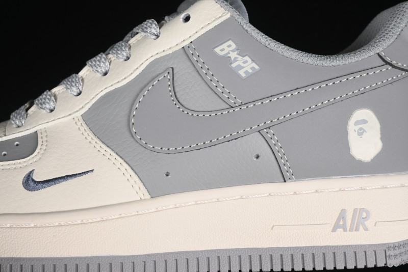 Nike Air Force 1 '07 Low Bape Collaboration - Off White Grey Low Top Casual Sneakers - BB6566-207