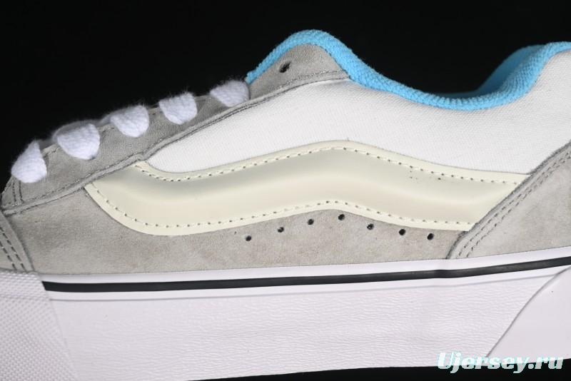 Vans Knu Skool Low-Top Retro Casual Vulcanized Slip-On Shoes in Grey Blue - VN000D6CCCZ