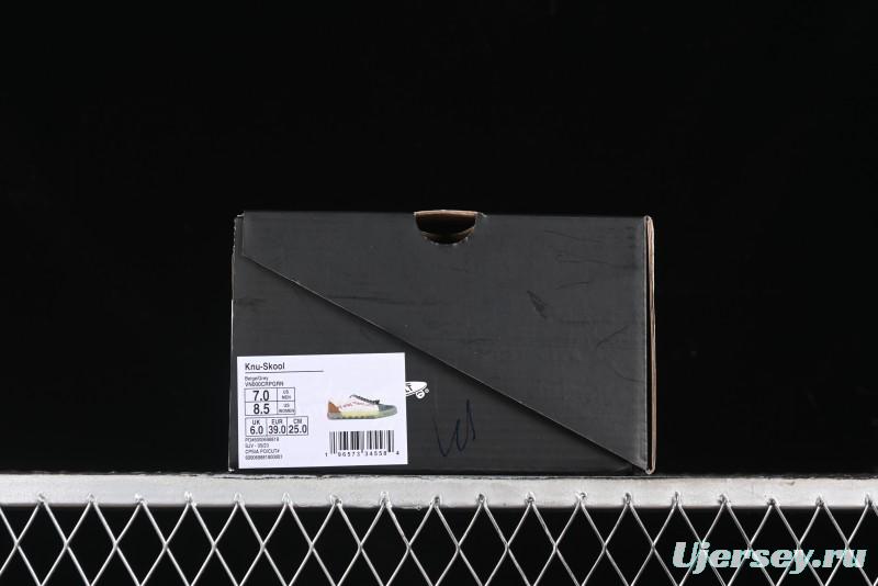 Vans Classics Knu Skool Low-Top Casual Sneakers with White Suede and Gum Sole - VN000CRPGRN