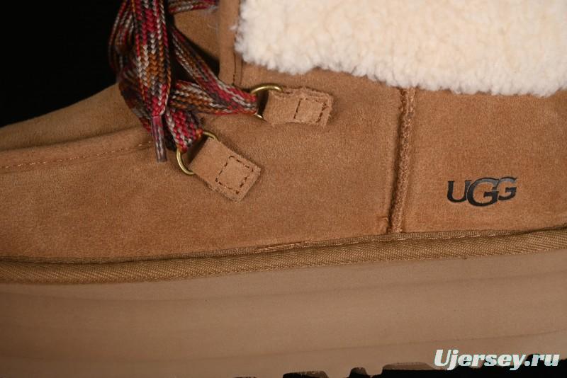 UGG Classic Mini II Fur Lace-Up Platform Short Boots with Treadlite Outsole - 1143954