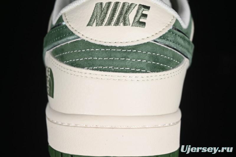 Nike SB Dunk Low The North Face Collaboration - Pig Leather Green Swoosh Anniversary Custom Low-Top Casual Skate Shoes - DQ1098-511