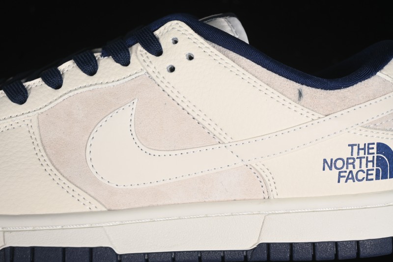 Nike SB Dunk Low The North Face Collaboration - Grey Pigskin White Swoosh Anniversary Custom Low-Top Casual Skate Shoes - KK1333-006
