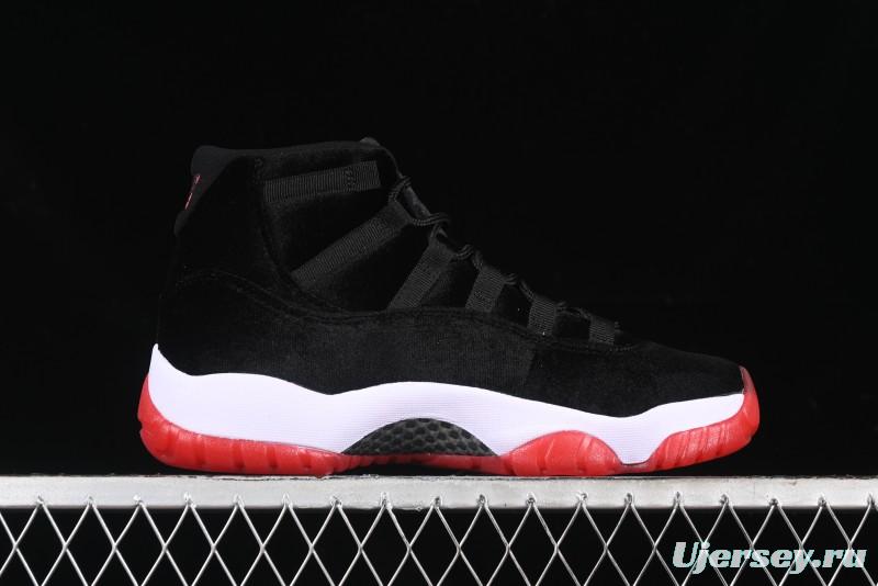 Nike Air Jordan 11 Retro "Bred Velvet" Basketball Shoes with Velvet Overlay - DB5457-061