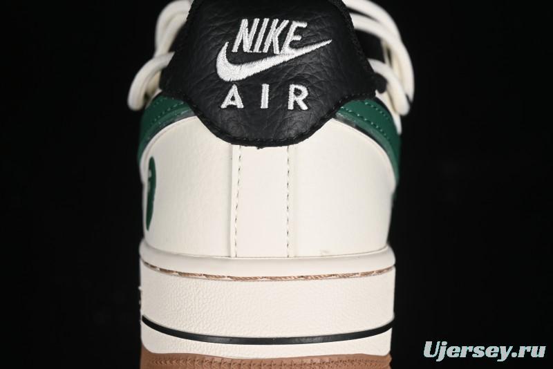 Nike Air Force 1 '07 Low Bape Collaboration - Beige Green Gum Pull Tab Casual Sneakers SJ1198-100