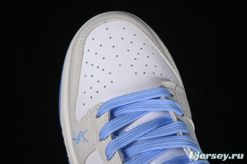 Nike SB Dunk Low Saint Laurent Series - White Grey Blue Swoosh Anniversary High-End Custom Low-Top Casual Sneakers - GF2409-168