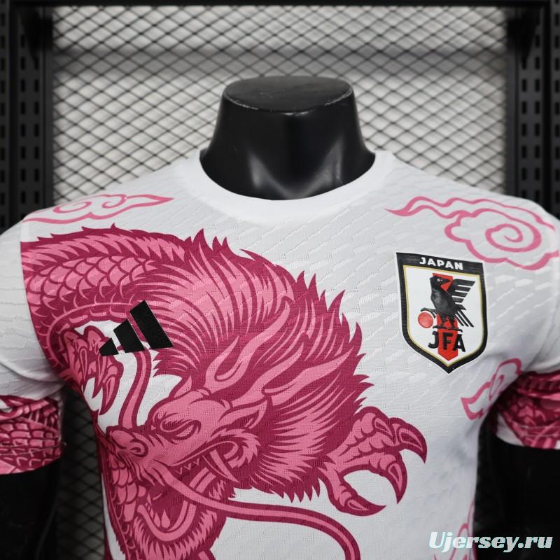Player Version 2025 Japan National Team White with Pink Dragon Design Jersey