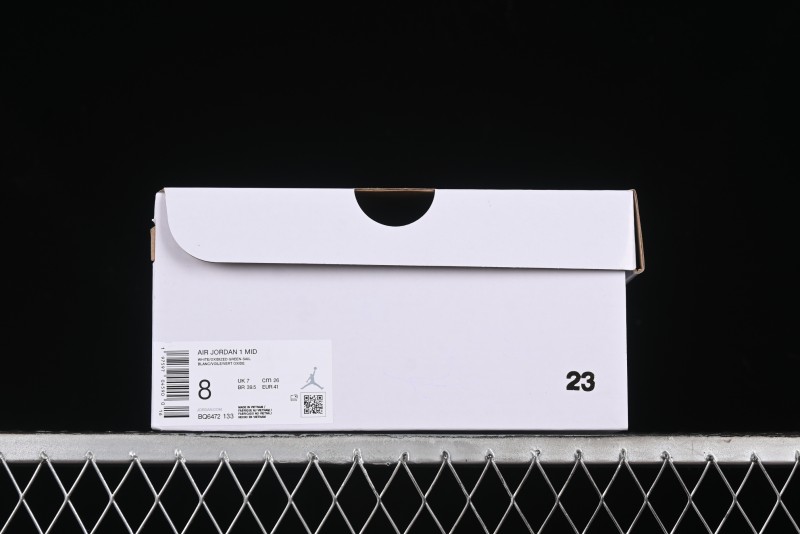 Nike Air Jordan 1 Mid Basketball Shoes in White/Oxidized Green - BQ6472-133