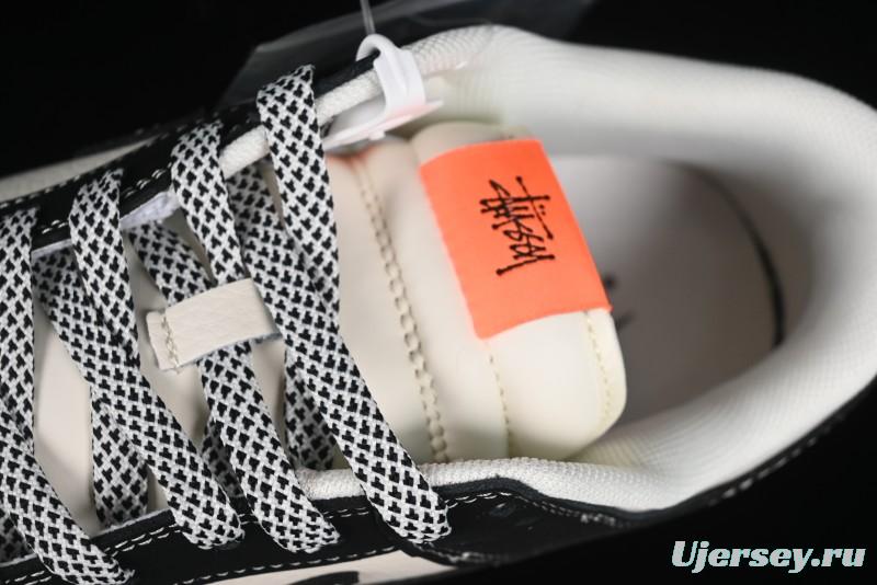 Nike SB Dunk Low Stussy Collaboration - Patchwork Cream Black Swoosh Anniversary Custom Low-Top Casual Skate Shoes - MM1089-023