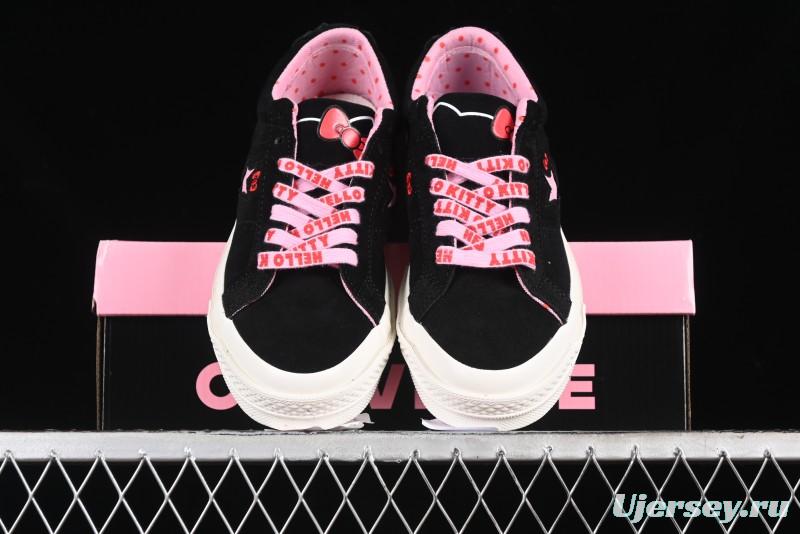 Converse One Star Hello Kitty Collaboration Low-Top Casual Sneakers with Embroidered Bow - 362940C