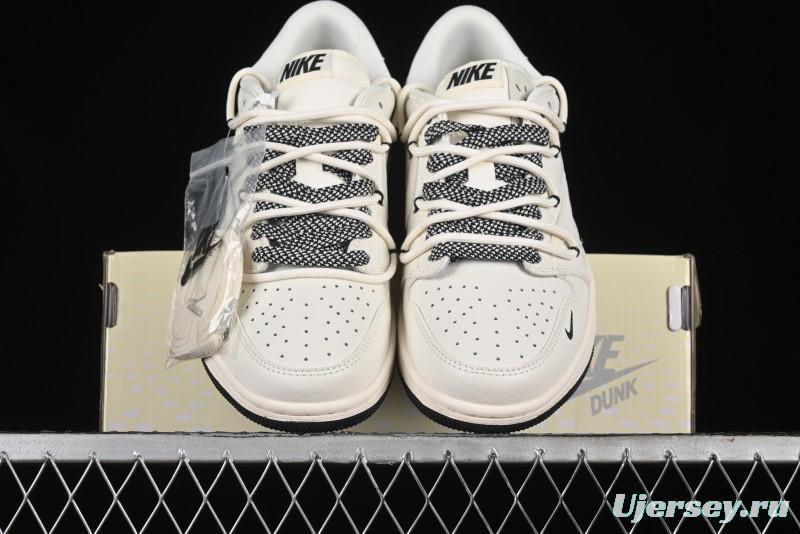 Nike Travis Scott x Fragment Design x Air Jordan 1 Low OG SP AJ1 Black Logo Drawstring Low-Top Casual Sneakers - SJ0086-135