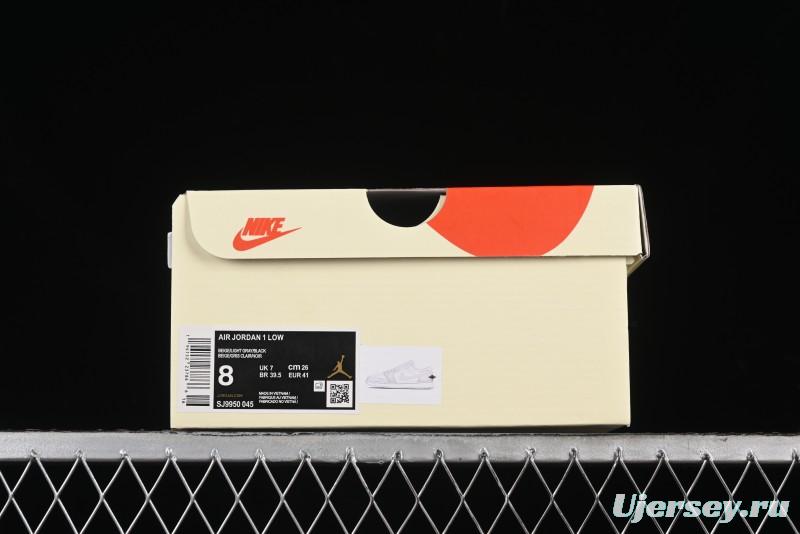 Nike Air Jordan 1 Low Stussy Collaboration - Light Bone Grey Dual-Tone Premium Custom Retro Basketball Shoes - SJ9950-045