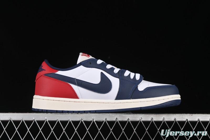 Nike Air Jordan 1 Low OG "Howard University" Casual Sneakers with Blue Toe and Red Heel - HQ2993-100