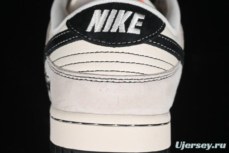 Nike SB Dunk Low Stussy Collaboration Patchwork Grey White Black Swoosh Anniversary Custom Low-Top Casual Skate Shoes - MM1089-022