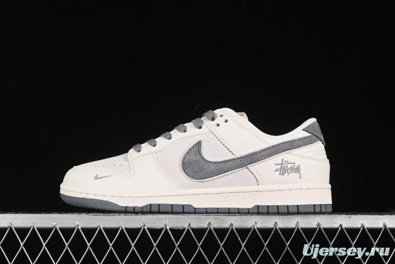 Nike SB Dunk Low Stussy Collaboration - Off White Grey Pig Anniversary Custom Low-Top Casual Skate Shoes - XX2025-888