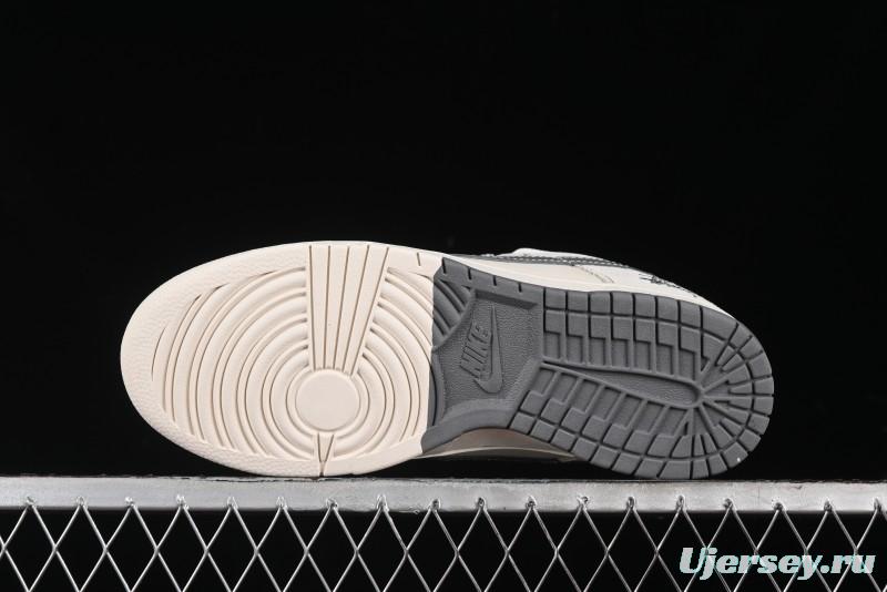 Nike SB Dunk Low Stussy Collaboration Patch Grey White Dark Grey Swoosh Anniversary Custom Low-Top Casual Skate Shoes - MM1089-024