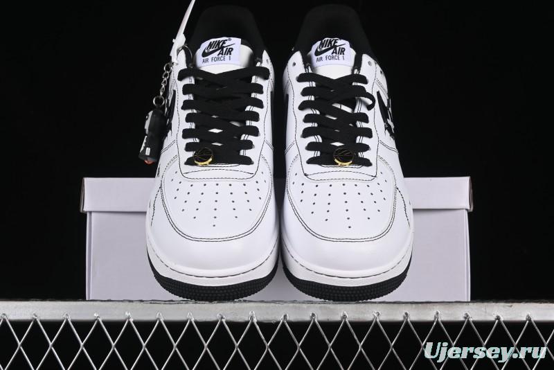 Nike Air Force 1 '07 Low Casual Sneakers with Black and White Hand-Drawn Anime Design - CT2585-100