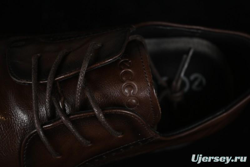 ECCO Block Derby Round Toe Genuine Leather Brogue Dress Shoes - 63667201002