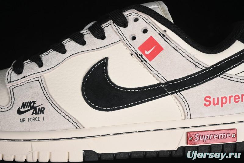 Nike SB Dunk Low SUP Collaboration - Gray White Black Swoosh Anniversary High-End Custom Low-Top Casual Skate Shoes - MM1089-019