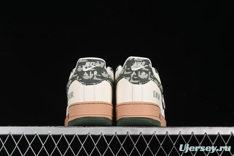 Nike Air Force 1 '07 Low Dior Collaboration - Beige Green Swoosh Low-Top Casual Sneakers - KK1988-010