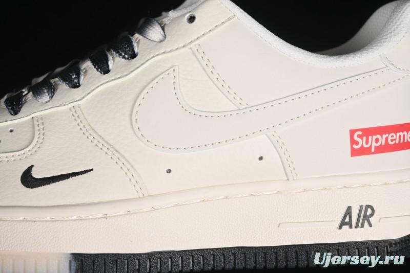 Nike Air Force 1 '07 Low Supreme Collaboration - White Black Two-Tone Low-Top Casual Sneakers - BB7577-217