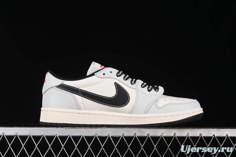 Nike Travis Scott x Fragment Design x Air Jordan 1 Low OG SP AJ1 Supreme Collaboration - Mist Blue Low-top Casual Sneakers - SJ2068-119