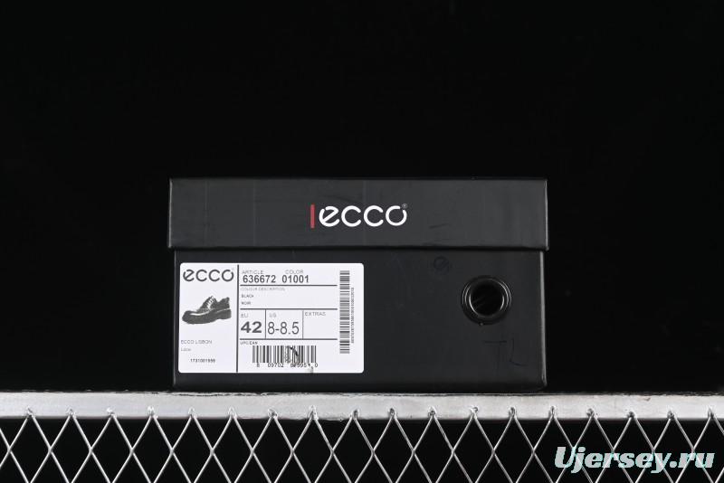 Ecco Block Brogue Business Derby Round Toe Genuine Leather Dress Shoes - 63667201001