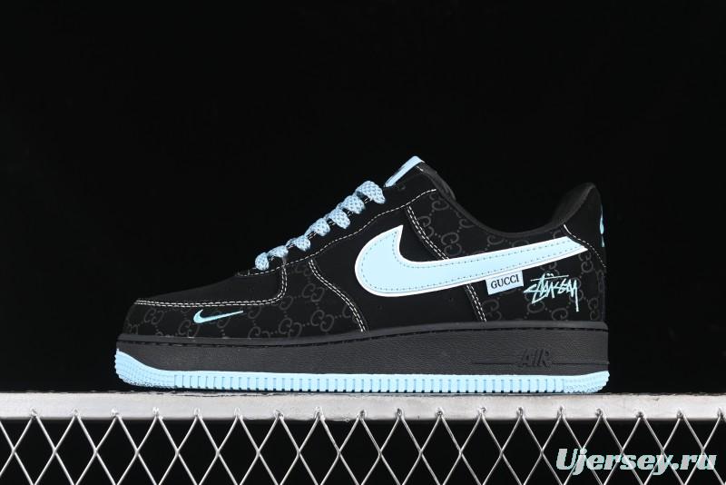 Nike Air Force 1 '07 Low Stussy Collaboration - Black Tiffany Low-Top Casual Sneakers - KK1988-008