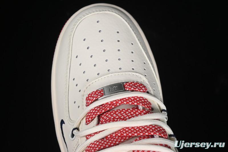 Nike Air Force 1 '07 Low Stussy Collaboration - Off White Red Lace-Up Low-Top Casual Sneakers - SJ1198-300