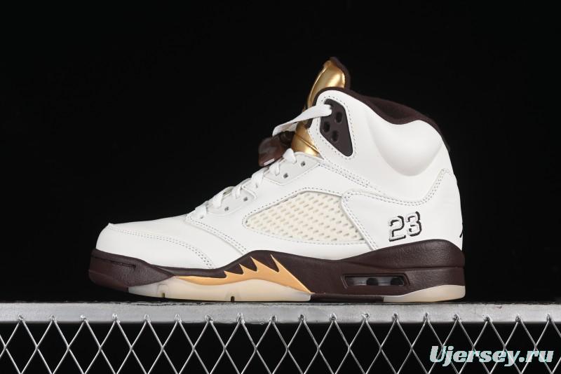 Nike Air Jordan 5 Retro Basketball Shoes in White/Tan - DD9336-200